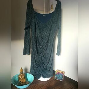 Ladies Size 2X Shein Brand Mid-length, Fitted, Dark Green Dress